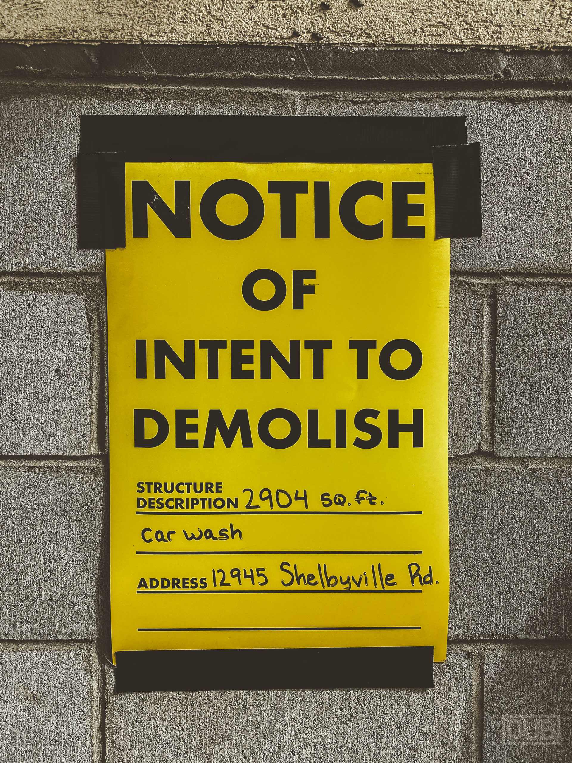 Notice of Intent to Demolish