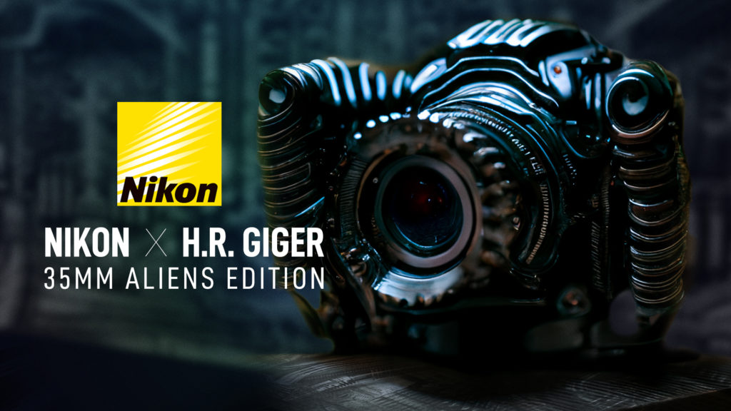 AI Generated version of a Nikon 35mm film camera themed with H.R. Giger visuals