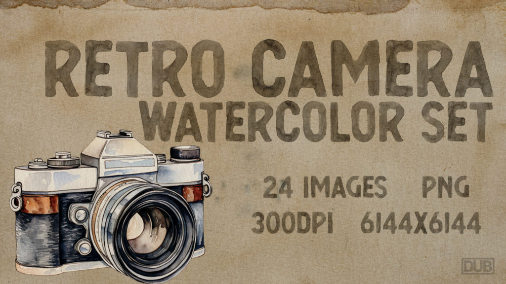 Retro Camera Watercolor Graphic Set