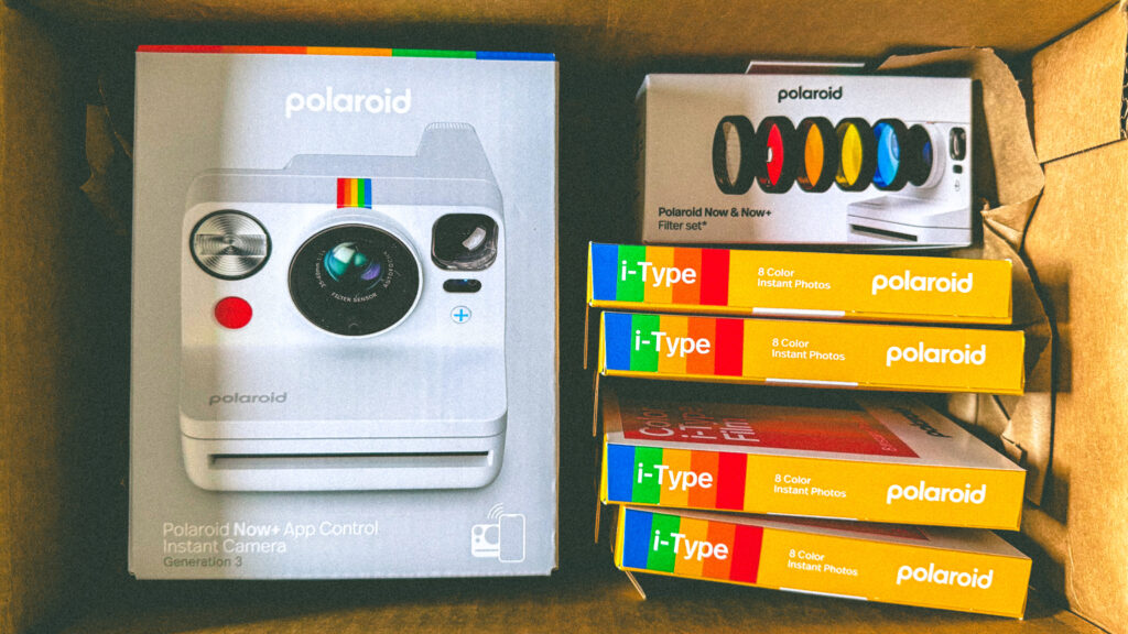 Polaroid Now+ with filters and film
